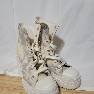 Converse Cream Lace-Up Platform High-Top Boots